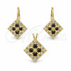 Juego de Arete y Dije de Adulto 5.056.005 Oro Laminado, con Blanca Zirconia Cubica, Pulido, Tono Dorado