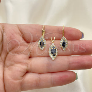 Juego de Arete y Dije de Adulto 5.058.013 Oro Laminado, con Blanca Zirconia Cubica, Pulido, Tono Dorado