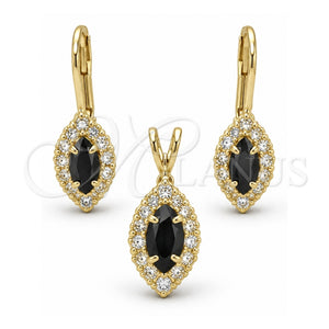 Juego de Arete y Dije de Adulto 5.058.013 Oro Laminado, con Blanca Zirconia Cubica, Pulido, Tono Dorado