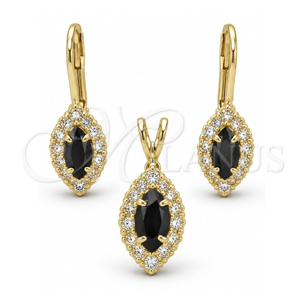 Juego de Arete y Dije de Adulto 5.058.013 Oro Laminado, con Blanca Zirconia Cubica, Pulido, Tono Dorado