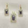 Juego de Arete y Dije de Adulto 5.057.013 Oro Laminado, con Blanca Zirconia Cubica, Pulido, Tono Dorado