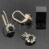 Juego de Arete y Dije de Adulto 5.058.009 Oro Laminado, Diseño de Flor, con Blanca Zirconia Cubica, Pulido, Tono Dorado