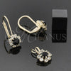 Juego de Arete y Dije de Adulto 5.058.009 Oro Laminado, Diseño de Flor, con Blanca Zirconia Cubica, Pulido, Tono Dorado