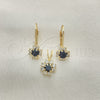 Juego de Arete y Dije de Adulto 5.058.009 Oro Laminado, Diseño de Flor, con Blanca Zirconia Cubica, Pulido, Tono Dorado