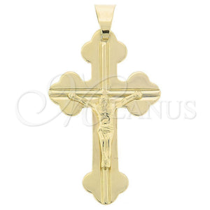 Dije Religioso 05.16.0017 Oro Laminado, Diseño de Crucifijo, Pulido, Tono Dorado