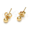 Arete Dormilona 5.128.008 Oro Laminado, Diseño de Bola, Pulido, Tono Dorado