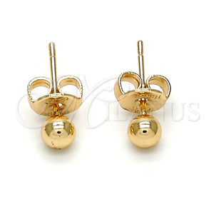 Arete Dormilona 5.128.008 Oro Laminado, Diseño de Bola, Pulido, Tono Dorado