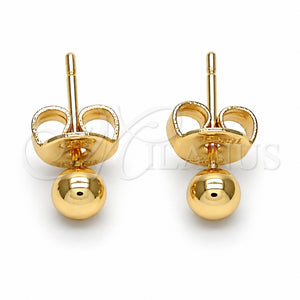 Arete Dormilona 5.128.008 Oro Laminado, Diseño de Bola, Pulido, Tono Dorado