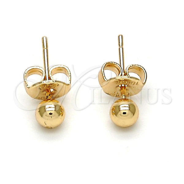 Arete Dormilona 5.128.008 Oro Laminado, Diseño de Bola, Pulido, Tono Dorado