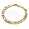 Pulsera Básica 5.222.012.08 Oro Laminado, Diseño de Figaro, Pulido, Tono Dorado (180 Gauge, Thickness, 8 Inches Length)