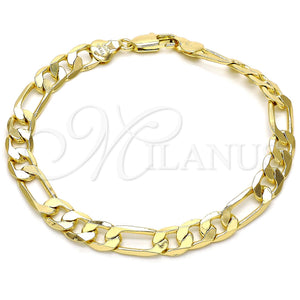 Pulsera Básica 5.222.012.08 Oro Laminado, Diseño de Figaro, Pulido, Tono Dorado (180 Gauge, Thickness, 8 Inches Length)