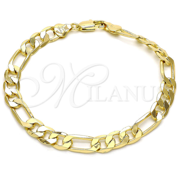 Pulsera Básica 5.222.012.08 Oro Laminado, Diseño de Figaro, Pulido, Tono Dorado (180 Gauge, Thickness, 8 Inches Length)