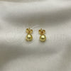 Arete Dormilona 5.128.010 Oro Laminado, Diseño de Bola, Pulido, Tono Dorado