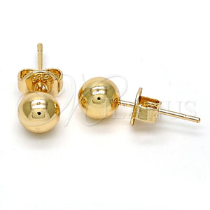 Arete Dormilona 5.128.010 Oro Laminado, Diseño de Bola, Pulido, Tono Dorado