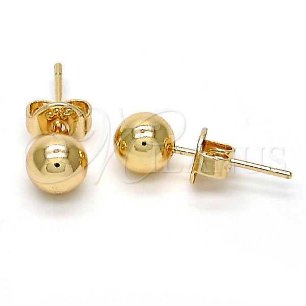 Arete Dormilona 5.128.010 Oro Laminado, Diseño de Bola, Pulido, Tono Dorado