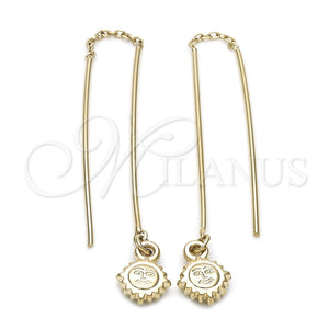 Arete Violador 93.007 Oro Laminado, Diseño de Sol, Pulido, Tono Dorado