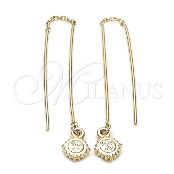 Arete Violador 93.007 Oro Laminado, Diseño de Sol, Pulido, Tono Dorado