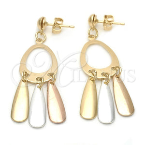 Arete Largo 74.009 Oro Laminado, Pulido, Tres Tonos