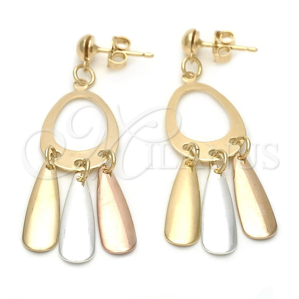 Arete Largo 74.009 Oro Laminado, Pulido, Tres Tonos