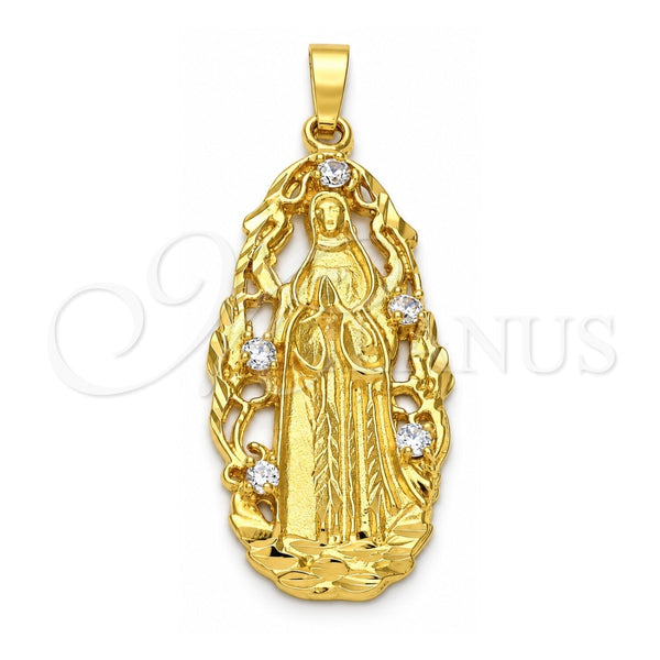 Dije Religioso 5.185.009 Oro Laminado, Diseño de Guadalupe, con Blanca Zirconia Cubica, Diamantado, Tono Dorado