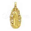 Dije Religioso 5.185.009 Oro Laminado, Diseño de Guadalupe, con Blanca Zirconia Cubica, Diamantado, Tono Dorado