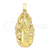 Dije Religioso 5.185.009 Oro Laminado, Diseño de Guadalupe, con Blanca Zirconia Cubica, Diamantado, Tono Dorado
