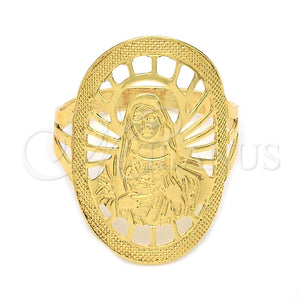 Anillo Elegante 5.178.007.07 Oro Laminado, Diseño de Virgen Maria, Diamantado, Tono Dorado (Size 7)