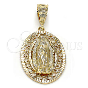 Dije Religioso 5.185.010 Oro Laminado, Diseño de Guadalupe, Diamantado, Tono Dorado