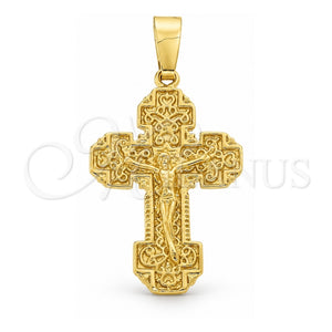 Dije Religioso 5.190.011 Oro Laminado, Diseño de Cruz, Diamantado, Tono Dorado