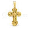 Dije Religioso 5.190.011 Oro Laminado, Diseño de Cruz, Diamantado, Tono Dorado