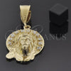 Dije Religioso 5.187.003 Oro Laminado, Diseño de Jesus, con Blanca Zirconia Cubica, Pulido, Tono Dorado