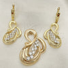 Juego de Arete y Dije de Adulto 10.91.0211 Oro Laminado, con Blanca Zirconia Cubica, Pulido, Tono Dorado