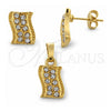 Juego de Arete y Dije de Adulto 10.164.0023 Oro Laminado, con Blanca Cristal, Pulido, Tono Dorado