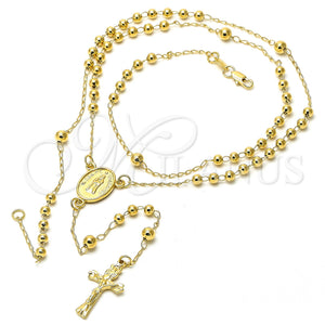 Rosario Grande 5.211.005 Oro Laminado, Diseño de Guadalupe y Crucifijo, Pulido, Tono Dorado