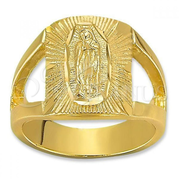 Anillo de Hombre 5.178.009.10 Oro Laminado, Diseño de Virgen Maria, Pulido, Tono Dorado (Size 10)