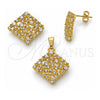 Juego de Arete y Dije de Adulto 10.164.0001 Oro Laminado, con Blanca Cristal, Mate, Tono Dorado