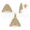 Juego de Arete y Dije de Adulto 10.164.0004 Oro Laminado, con Blanca Cristal, Pulido, Tono Dorado