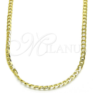 Gargantilla Basica 5.222.007.20 Oro Laminado, Diseño de Cubana, Pulido, Tono Dorado (Calibre 0.80, Grosor 02.8 MM, 20 Pulgadas de Largo)