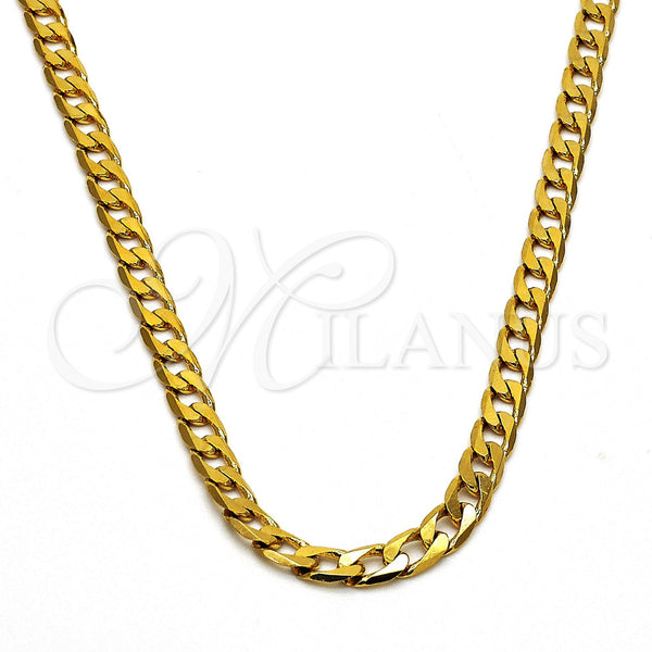 Gargantilla Basica 5.222.006.20 Oro Laminado, Diseño de Cubana, Pulido, Tono Dorado (100 Gauge, 04 MM Thickness, 20 Inches Length)