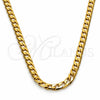 Gargantilla Basica 5.222.006.24 Oro Laminado, Diseño de Cubana, Pulido, Tono Dorado (100 Gauge, 04 MM Thickness, 24 Inches Length)