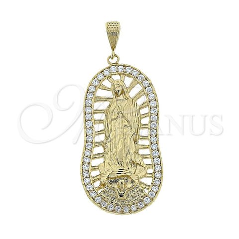 Dije Religioso 5.184.008 Oro Laminado, Diseño de Mano de Dios, con Blanca Zirconia Cubica, Pulido, Tono Dorado