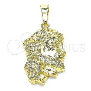 Dije Religioso 05.16.0073 Oro Laminado, Diseño de Jesus, Pulido, Tono Dorado