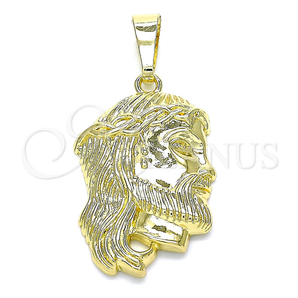 Dije Religioso 05.16.0073 Oro Laminado, Diseño de Jesus, Pulido, Tono Dorado