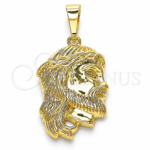 Dije Religioso 05.16.0073 Oro Laminado, Diseño de Jesus, Pulido, Tono Dorado