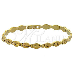 Pulsera Solida 4923.029.07 Oro Laminado, Diamantado, Tono Dorado (8 Inches Length)