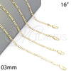 Gargantilla Basica 5.222.018.16 Oro Laminado, Diseño de Figaro, Pulido, Tono Dorado (0.60 Gauge, 03 MM Thickness, 16 Inches Length)