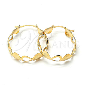 Argolla Mediana 106.027 Oro Laminado, Diseño de Corazón, Diamantado, Tres Tonos