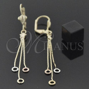 Arete Largo 83.010999999999996 Oro Laminado, Pulido, Tres Tonos