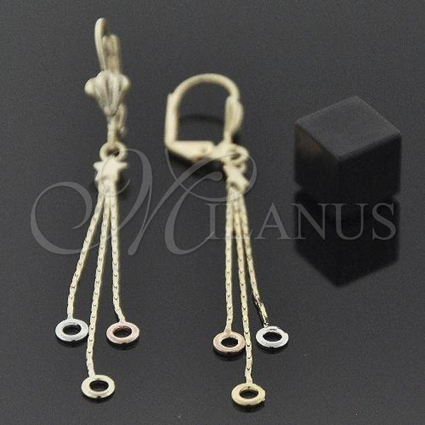 Arete Largo 83.010999999999996 Oro Laminado, Pulido, Tres Tonos