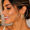 Argolla Mediana 106.007 Oro Laminado, Diseño de Estrella y File, Pulido, Tres Tonos